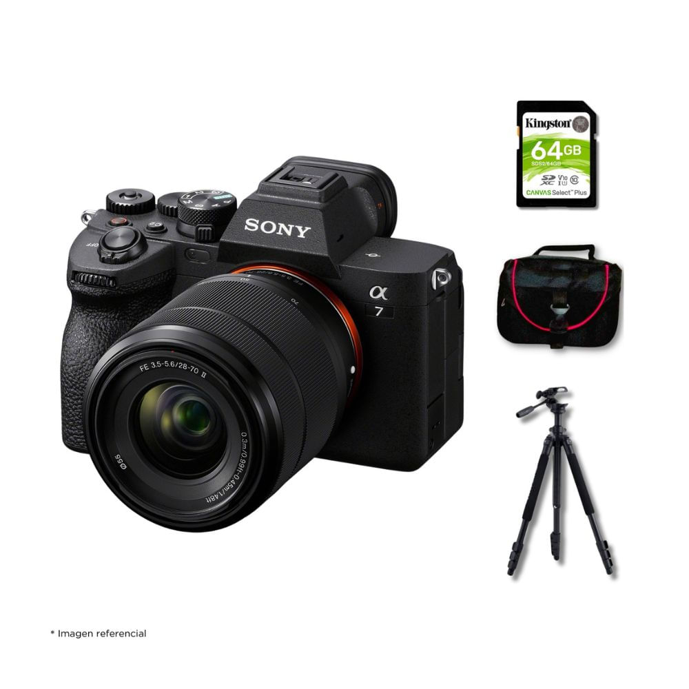 Imagen 1 del producto Cámara mirrorless Sony Alpha a7 IV Full Frame + Lente 28-70mm II + Kit Deluxe