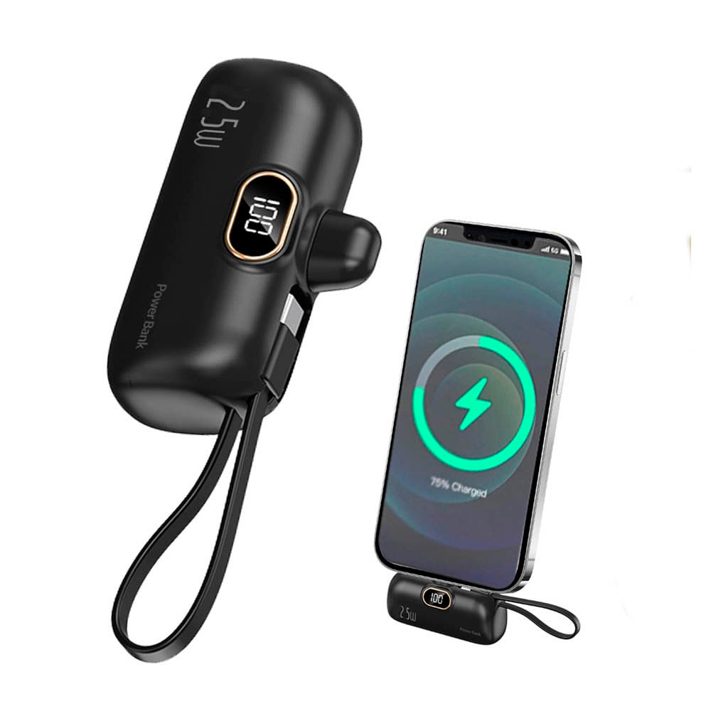 Imagen 1 del producto Mini cargador portátil Demgel DE-2028, 6500 mAh, 2 salidas, negro