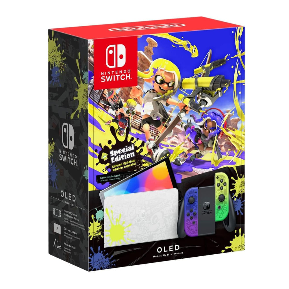 Consola Nintendo Switch Oled Edicion Splatoon 3, 64GB, 4GB RAM, multicolor