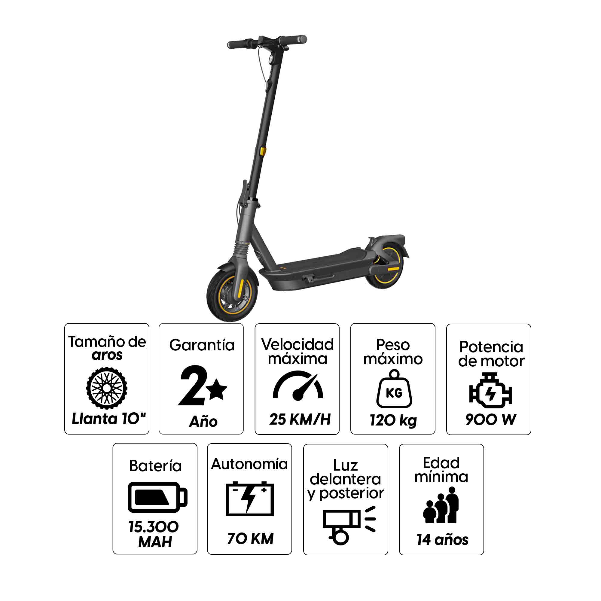 Imagen 2 del producto Scooter eléctrico Segway Ninebot Max-G2 10"", autonomía hasta 70km, vel. 25 km/h, 900w, carga de 6 horas