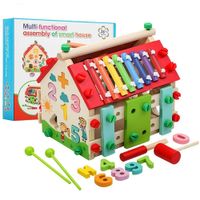 Juego didáctico casa construcción con Xilófono, madera, edad mínima 3 años, multicolor