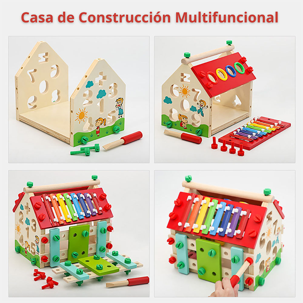 Imagen 2 del producto Juego didáctico casa construcción con Xilófono, madera, edad mínima 3 años, multicolor