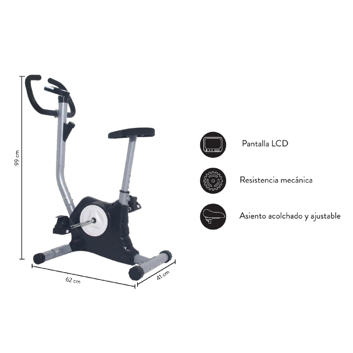 Imagen 2 del producto Bicicleta estática Ultimate Fitness E10 mecánica, manillas antideslizantes, gris