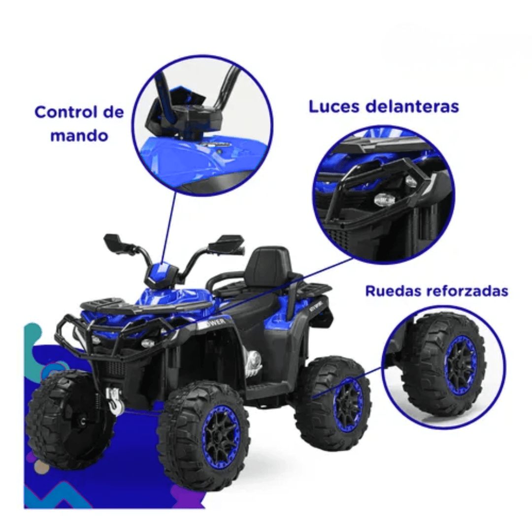 Imagen 2 del producto Cuatrimoto eléctrica para niños, recargable con luces y sonidos, diseño deportivo, conducción segura y cómoda, azul