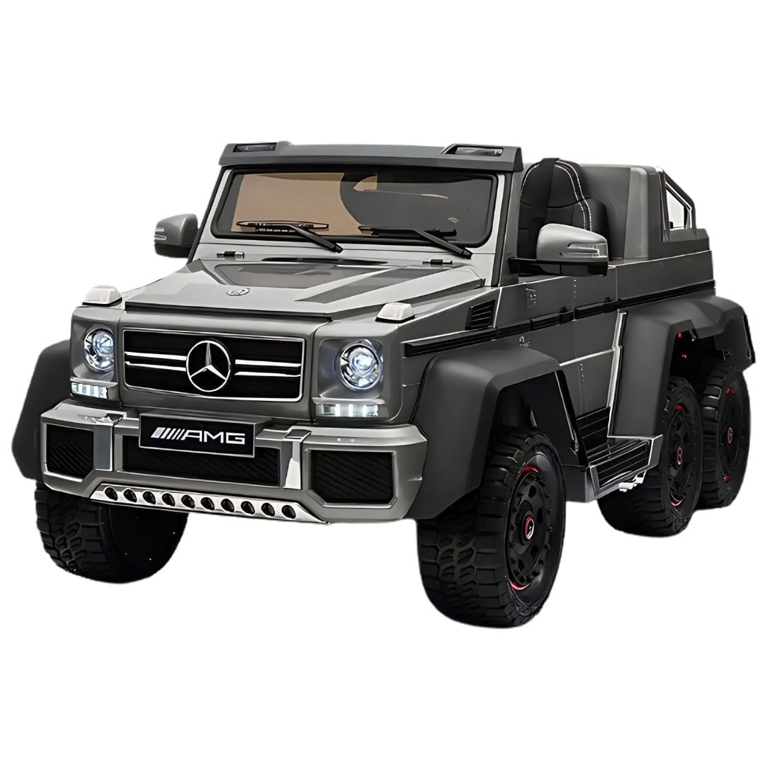Imagen 1 del producto Carro a batería AMG 6x6 licenciado, luces led, pedal externo y pantalla mp4, gris