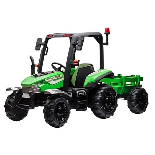 Carro a batería Ranchlive, 24V, 2 motores, Bluetooth, USB, 3 velocidades, carguero, luces LED, control remoto, licenciado, verde