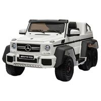 Carro a batería AMG 6x6 licenciado, pantalla mp4, 6 motores y luces led en llantas, blanco