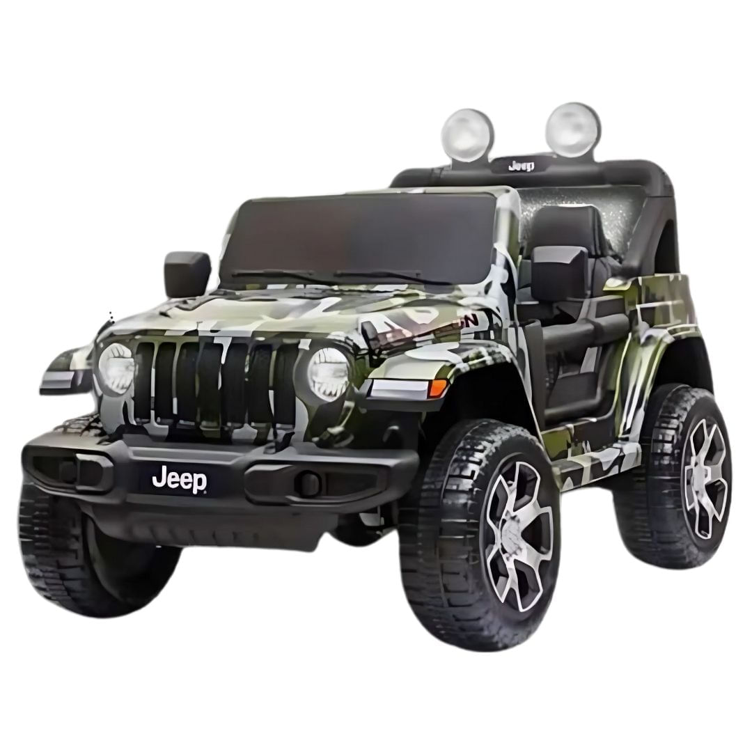 Imagen 1 del producto Carro a batería Jeep Rubicon licenciado, pantalla mp4, doble asiento de cuero, luces led, verde