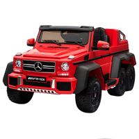 Carro a batería AMG 6x6 licenciado, pantalla mp4, luces led en llantas y 6 motores potentes, rojo