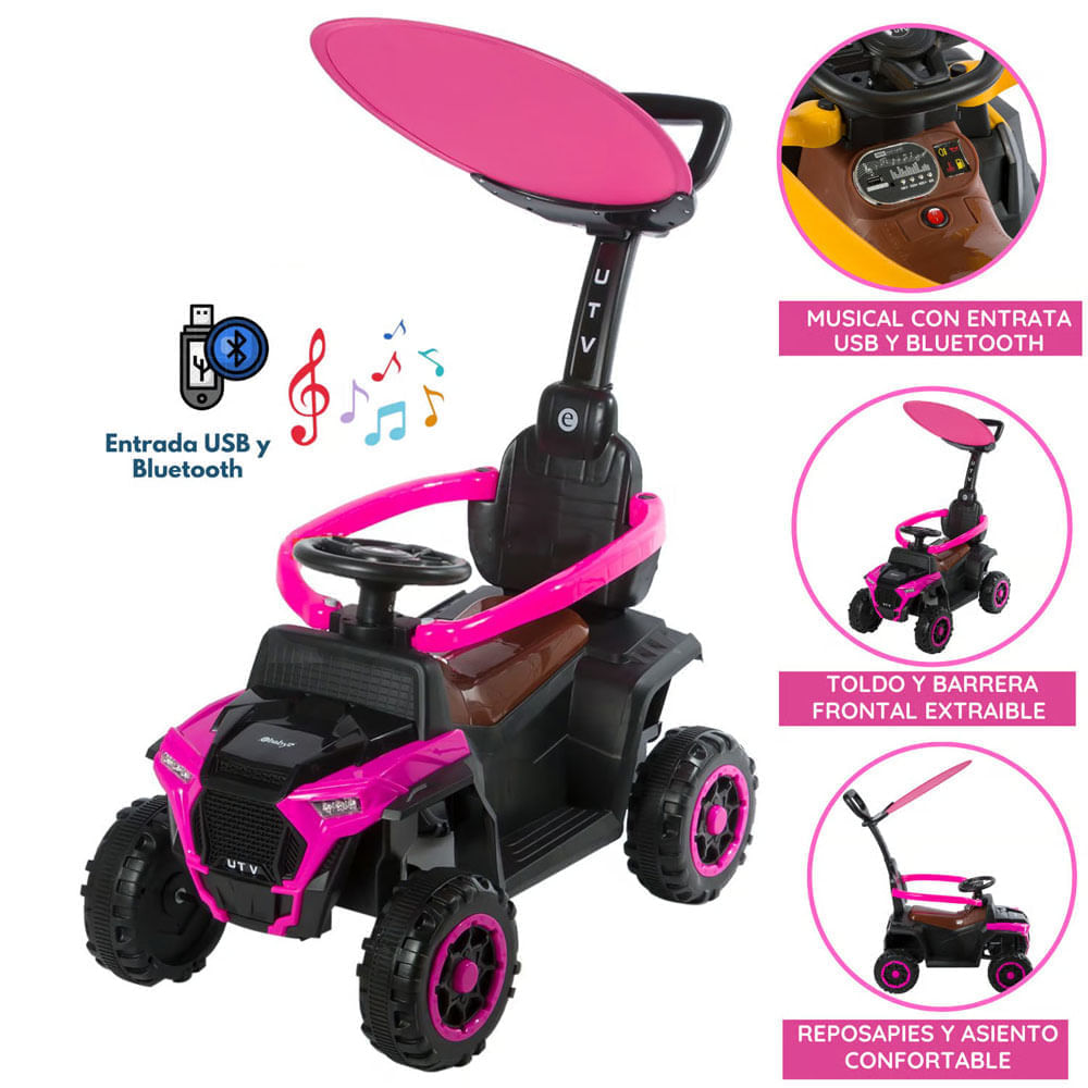Imagen 2 del producto Cuatrimoto Ebaby, musical con luces y sombrilla, fucsia - EB351