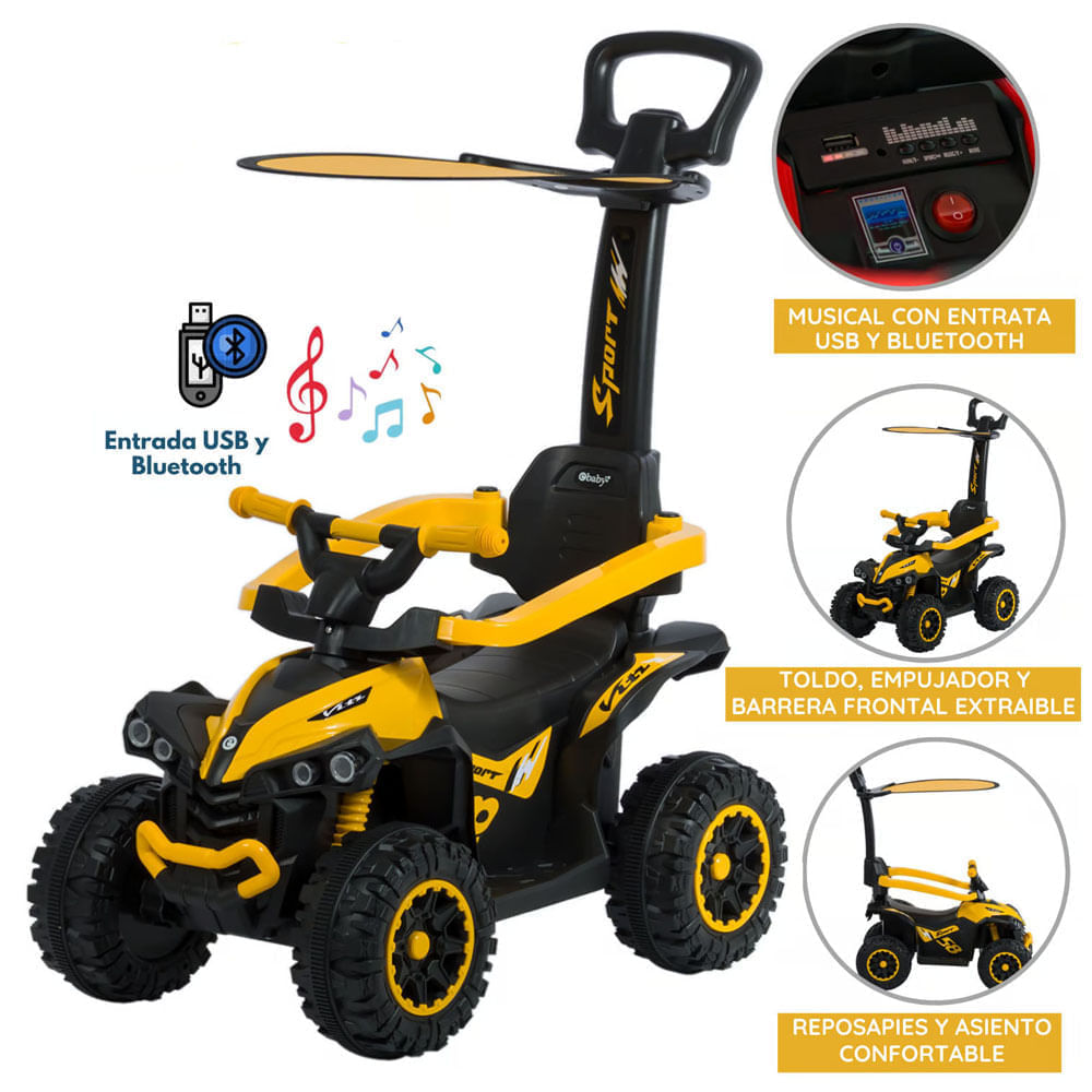 Imagen 2 del producto Cuatrimoto Ebaby, musical con luces y sombrilla, amarillo - EB357