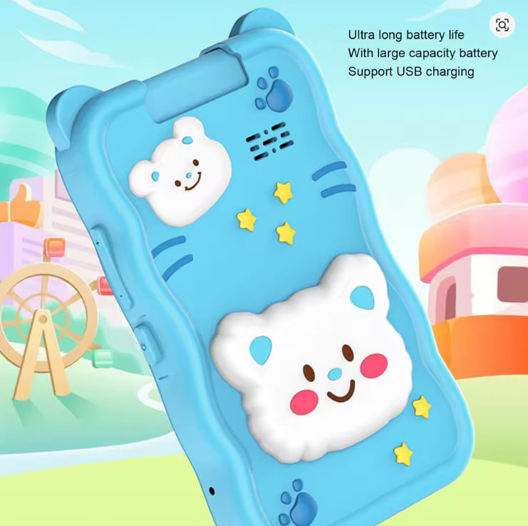 Imagen 2 del producto Cámara digital Osito tipo celular para niños, grabación HD, memoria hasta 64GB, pantalla táctil, azul