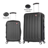 Juego de 2 Maletas Dukap Intely Negro, PC+ABS Micro Diamante, TSA, 8 Ruedas 360°, puerto USB, mangos en gel, negro