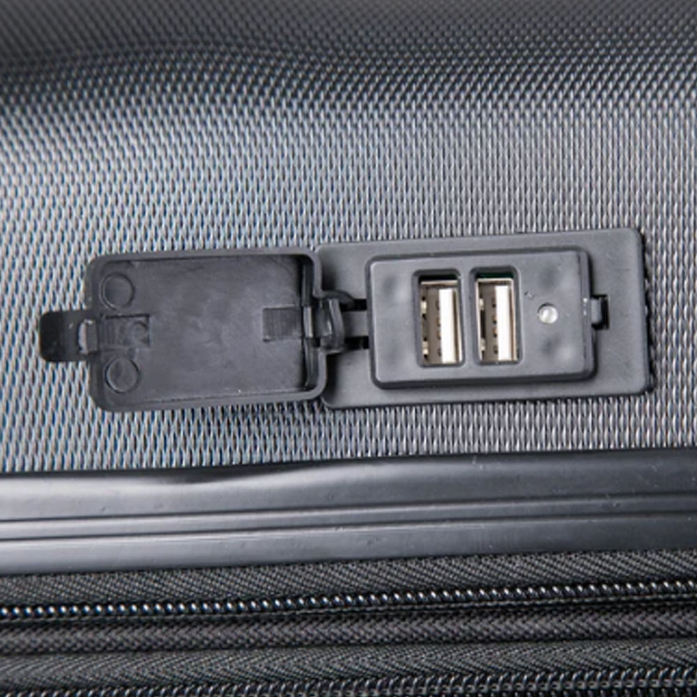 Imagen 2 del producto Juego de 2 Maletas Dukap Intely Negro, PC+ABS Micro Diamante, TSA, 8 Ruedas 360°, puerto USB, mangos en gel, negro