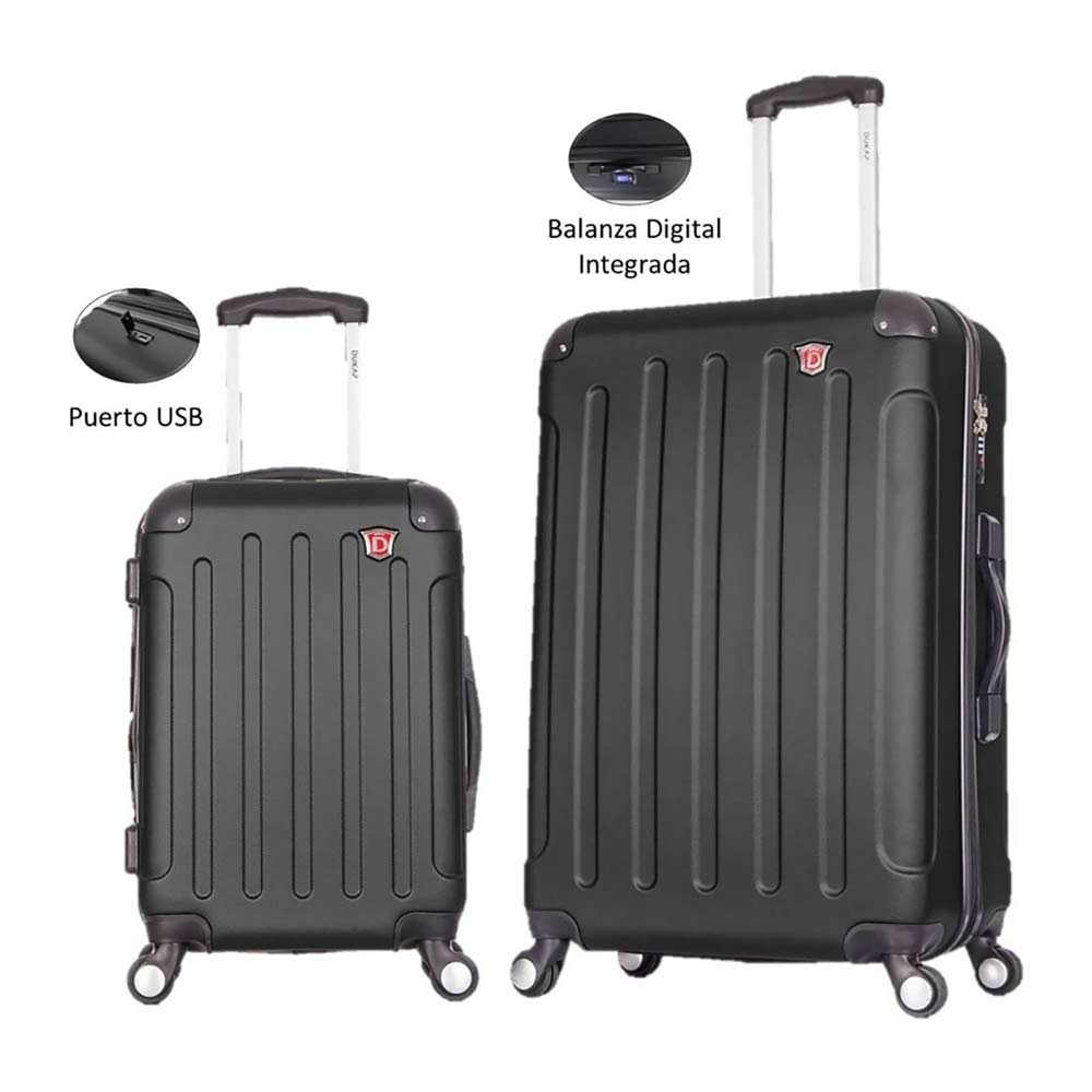 Imagen 2 del producto Set de 2 maletas de bodega Dukap Intely 51 y 71 cm, 4 ruedas, USB y balanza digital integrada, negro