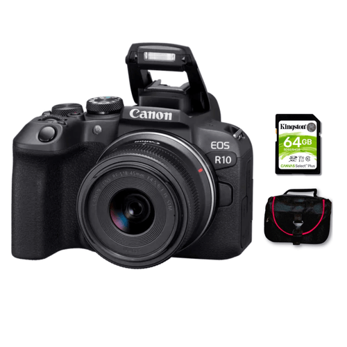 Cámara Mirrorless EOS R10 + Lente RF-S 18-45MM + Kit Básico
