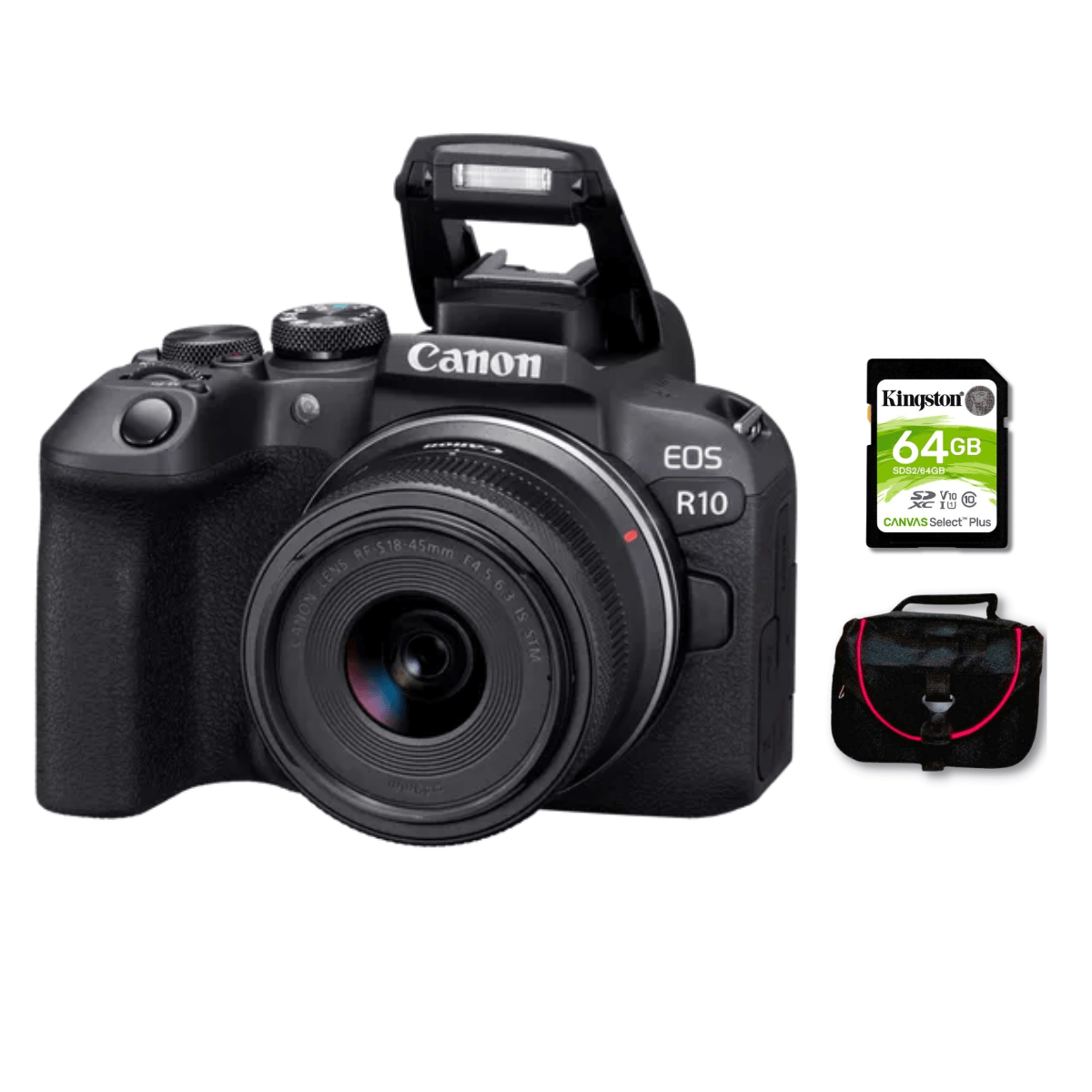 Imagen 1 del producto Cámara Mirrorless EOS R10 + Lente RF-S 18-45MM + Kit Básico