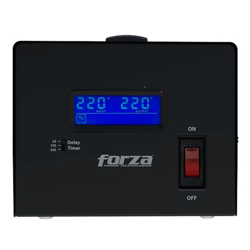 Estabilizador de voltaje Forza FVR-6002, 6000VA/3000W, 3 tomas, negro