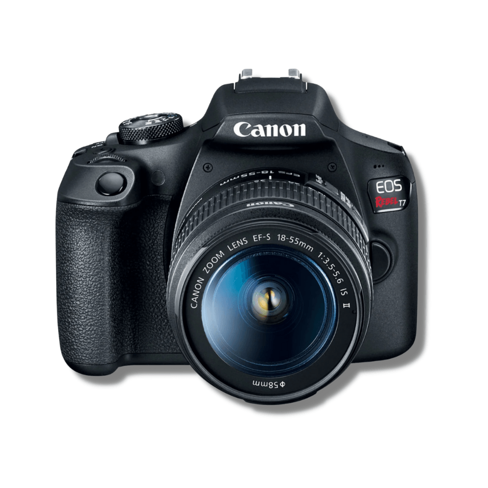 Imagen 2 del producto Cámara Canon EOS Rebel T7 + lente EF-S 18-55mm IS II, sensor 24.1MP, Full HD, Wi-Fi, NFC, con Kit Ultimate, negro