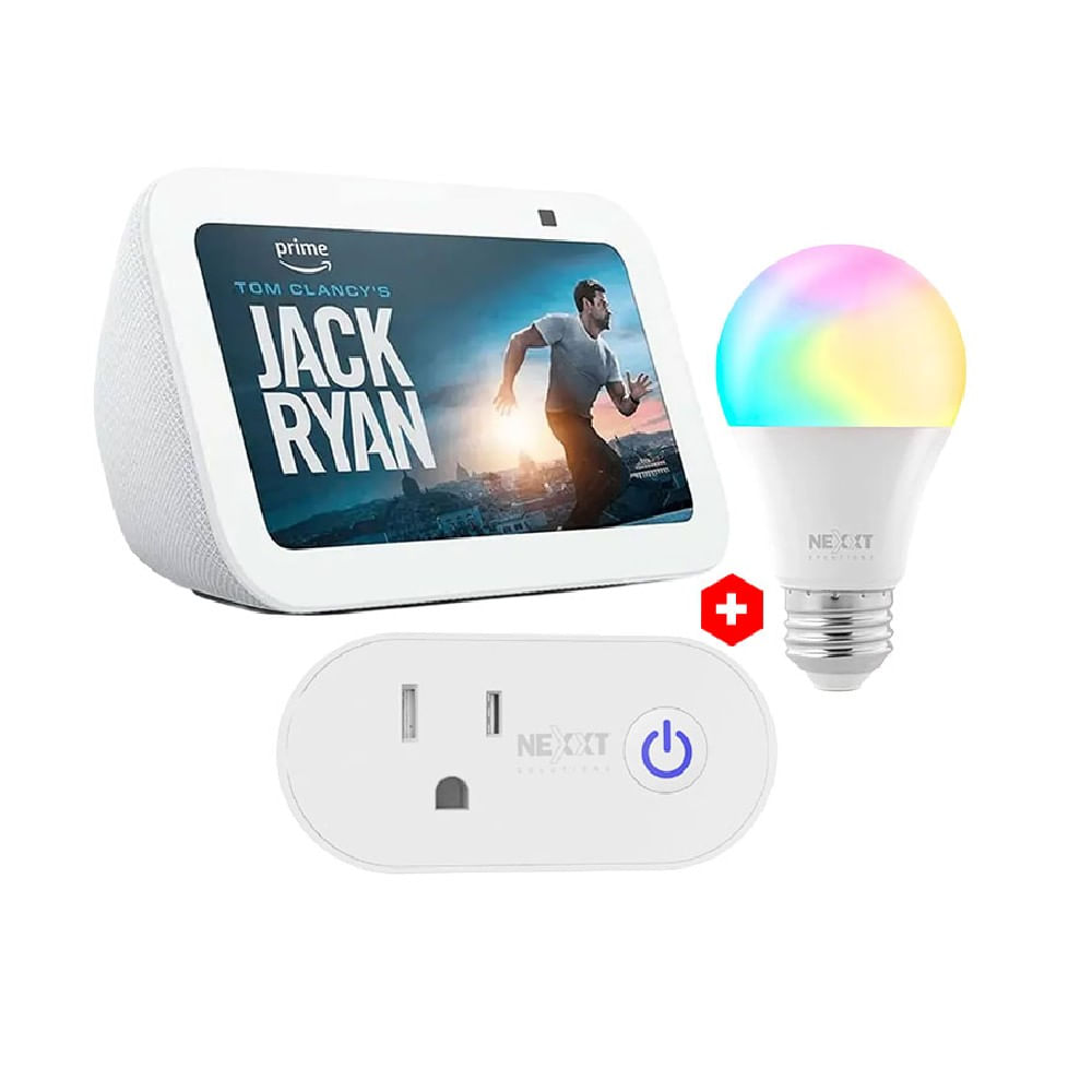 Imagen 1 del producto Combo: Echo Show 5 3ra Gen Alexa + Foco Inteligente Nexxt 9W + Enchufe Inteligente Nexxt WiFi