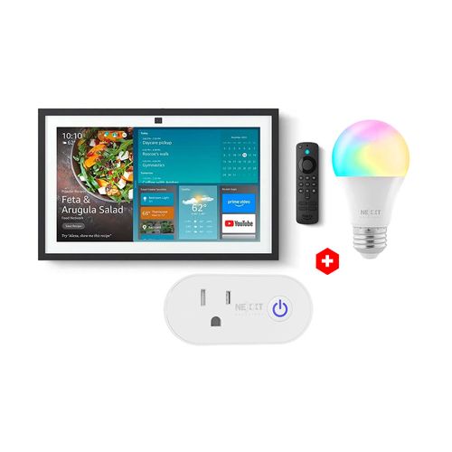 Combo: Echo Show 15 FHD 15.6" Alexa + Foco Nexxt 9W Multicolor + Enchufe Inteligente WiFi Nexxt