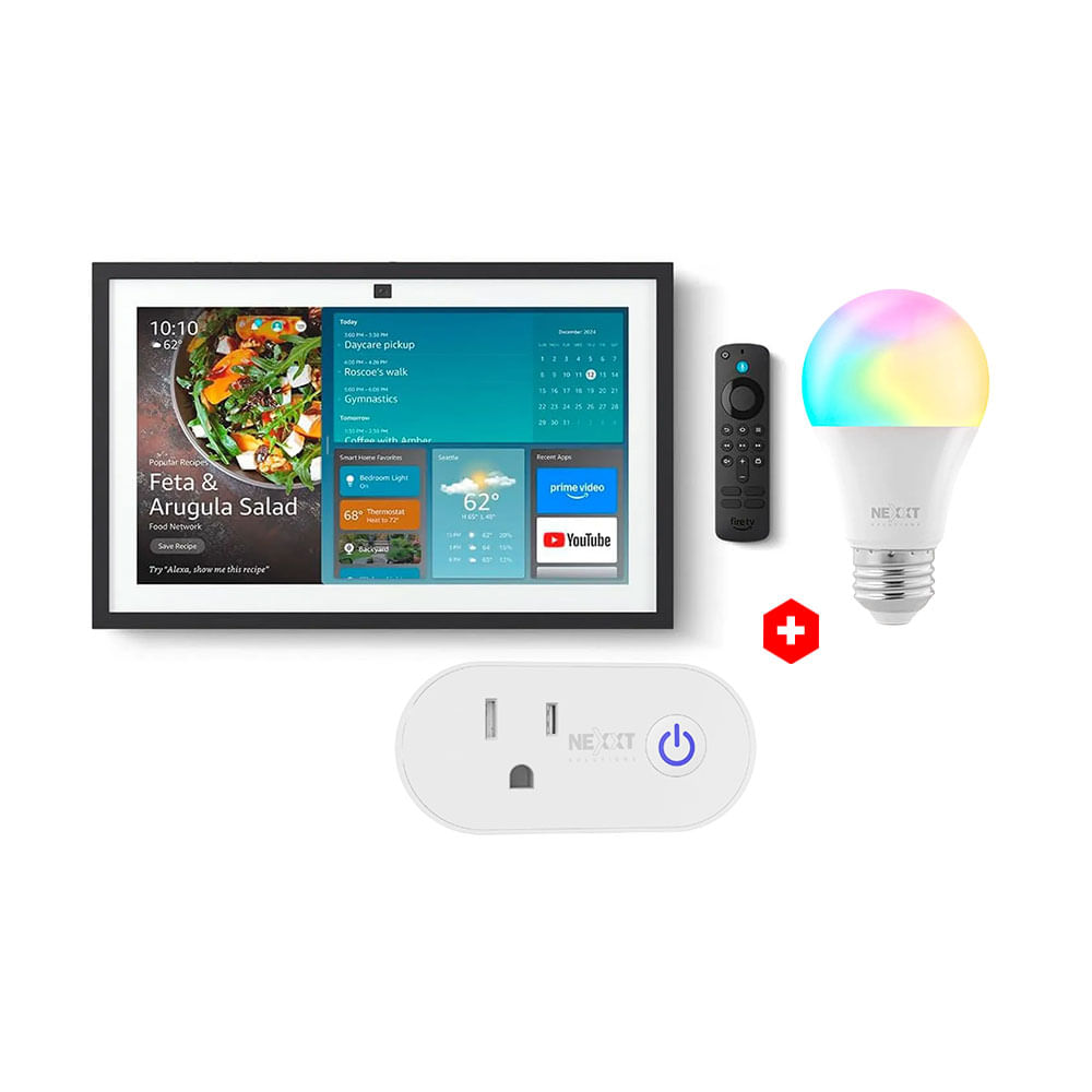 Imagen 1 del producto Combo: Echo Show 15 FHD 15.6"" Alexa + Foco Nexxt 9W Multicolor + Enchufe Inteligente WiFi Nexxt