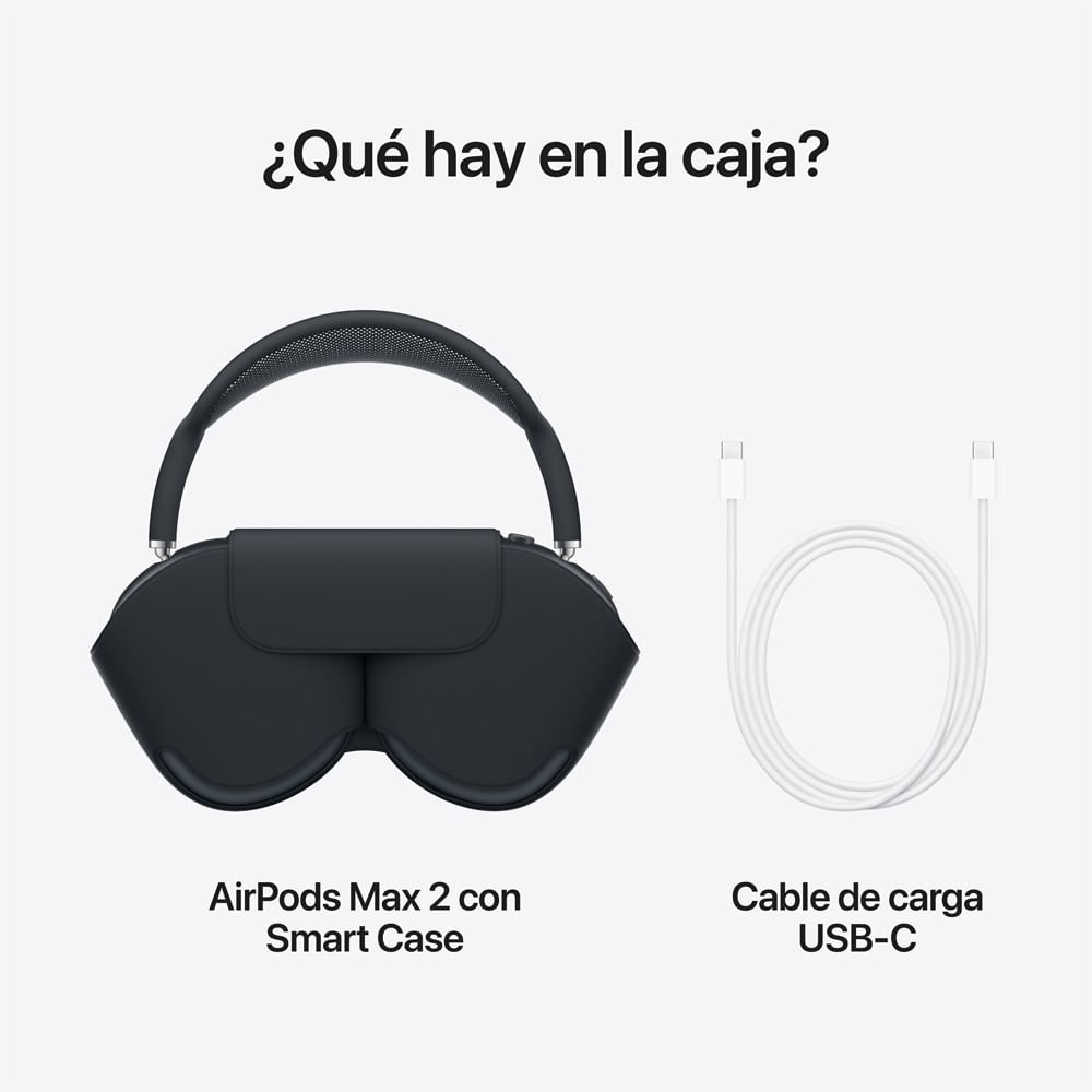 Imagen 2 del producto AirPods Max 2 con cancelación activa de ruido, hasta 20 horas de batería, carga tipo C, diseño on-ear, audio espacial, midnight