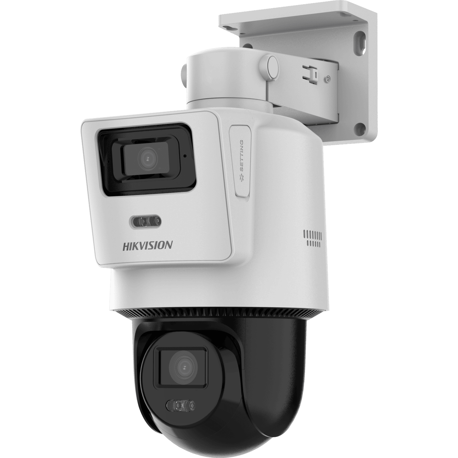 Imagen 2 del producto Cámara de seguridad Hikvision DS-2SE2C400MWG-E/14 exterior, 4MP+4MP, infrarrojo, 360° rotativo, blanco