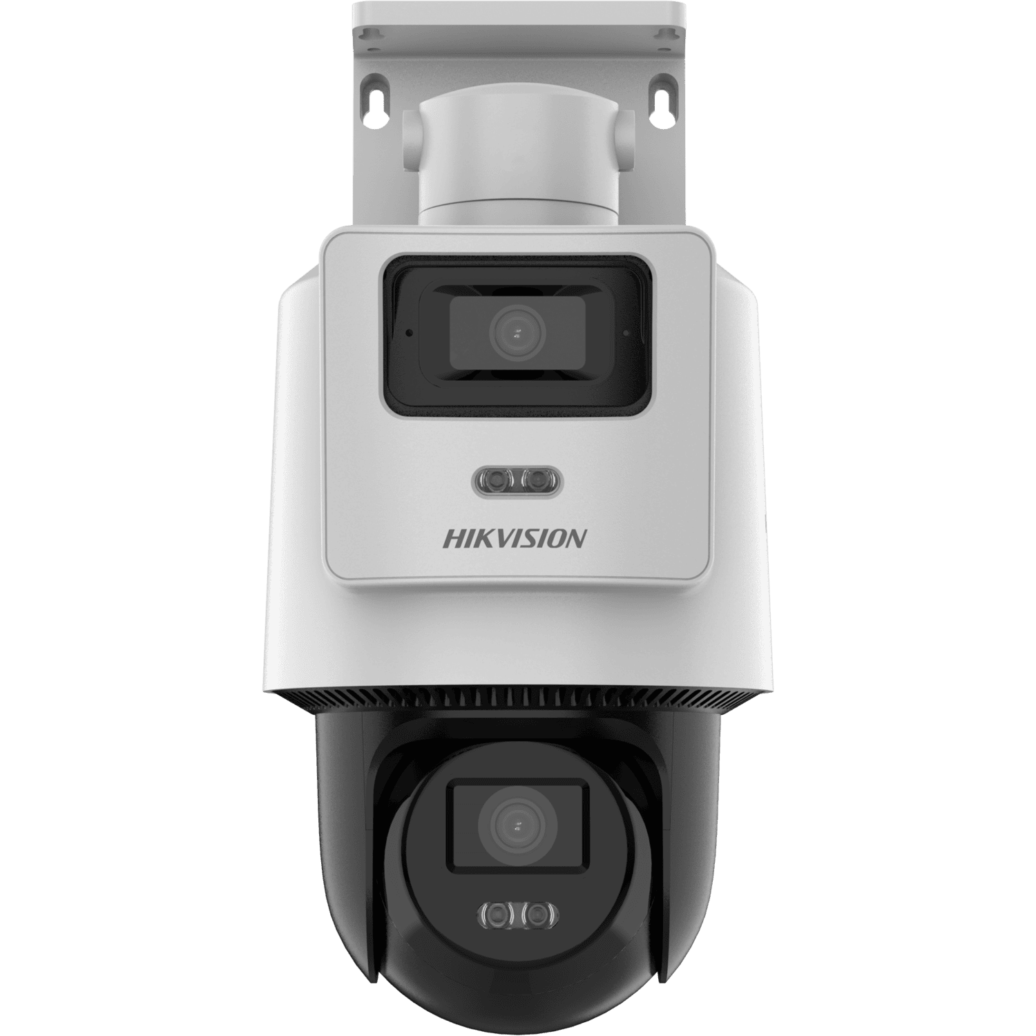 Cámara de seguridad Hikvision DS-2SE2C400MWG-E/14 exterior, 4MP+4MP, infrarrojo, 360° rotativo, blanco