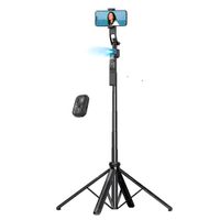Trípode cuádruple C17 4en1 seguimiento facial IA, bluetooth, altura 1.63m, rotación 360°, negro