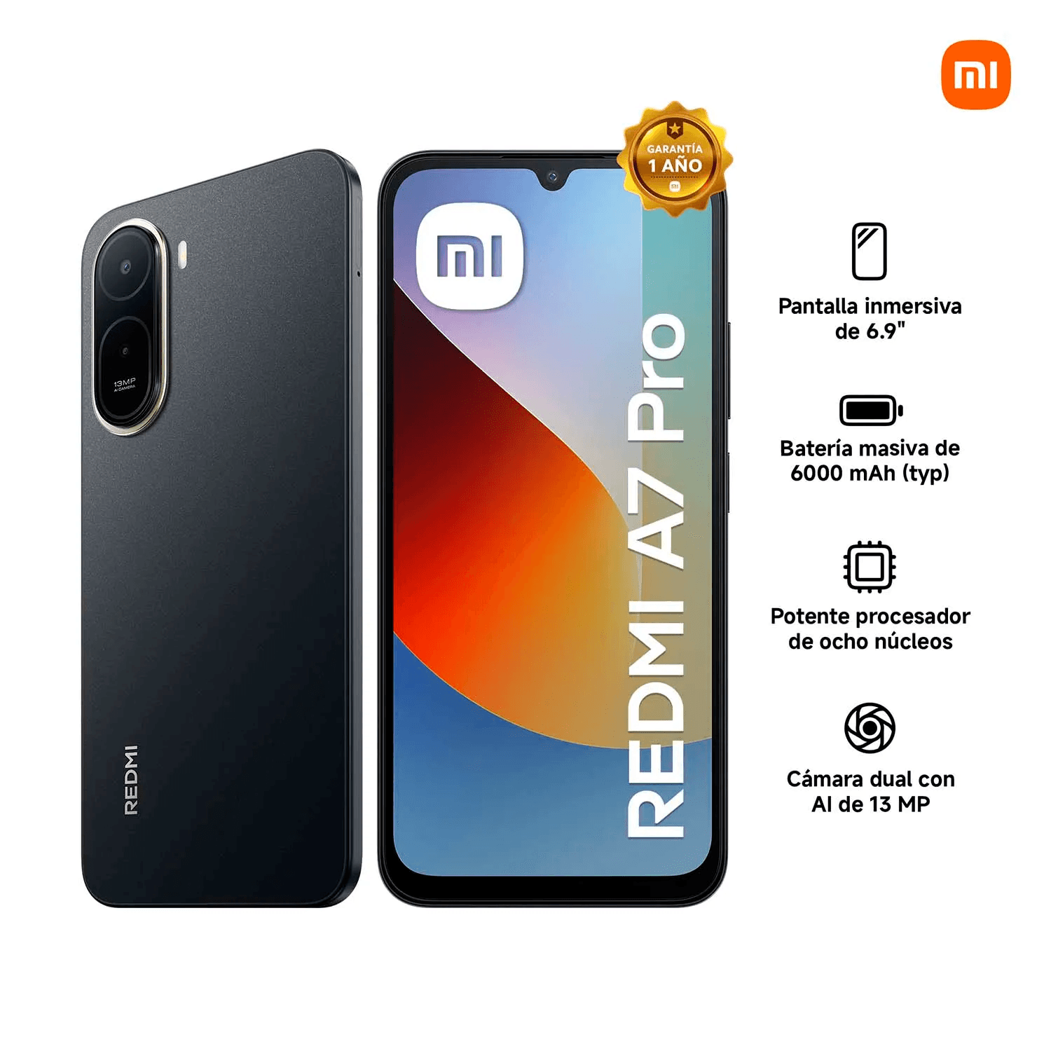 Imagen 2 del producto Celular Xiaomi Redmi A7 Pro 64GB 4GB, cámara trasera 13MP y cámara frontal 8MP, 6.9"" negro
