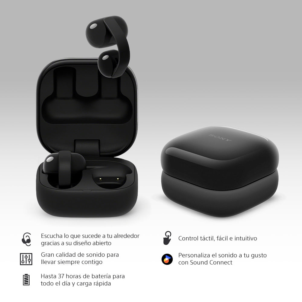 Imagen 2 del producto Audífonos bluetooth True Wireless Sony WF-LC900, resistente al agua IPX4, duración máx. 37 horas con estuche de carga, negro