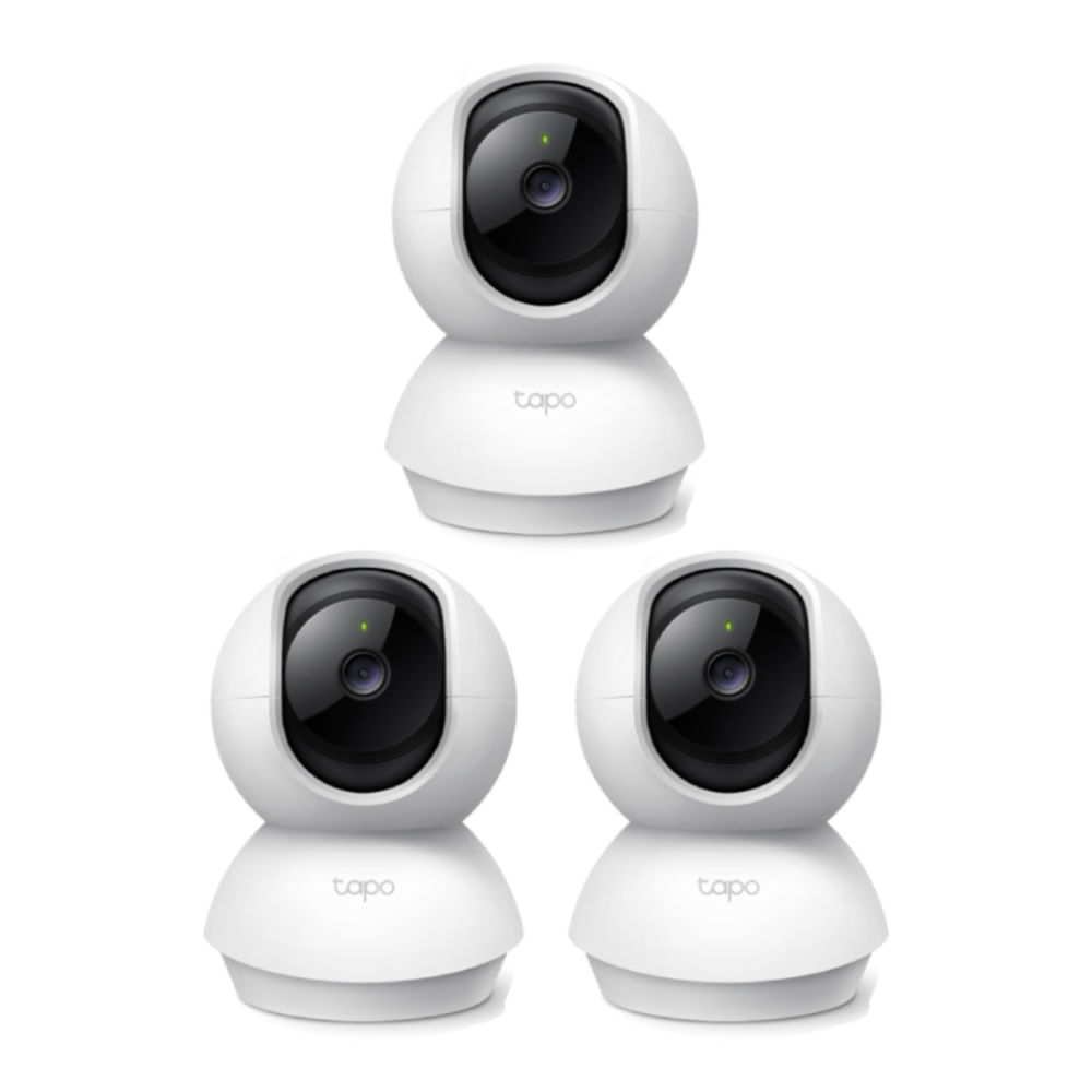 Kit de 3 cámaras de seguridad TP-Link Tapo C210, interior, 3MP, Wi-Fi, 360°, blanco