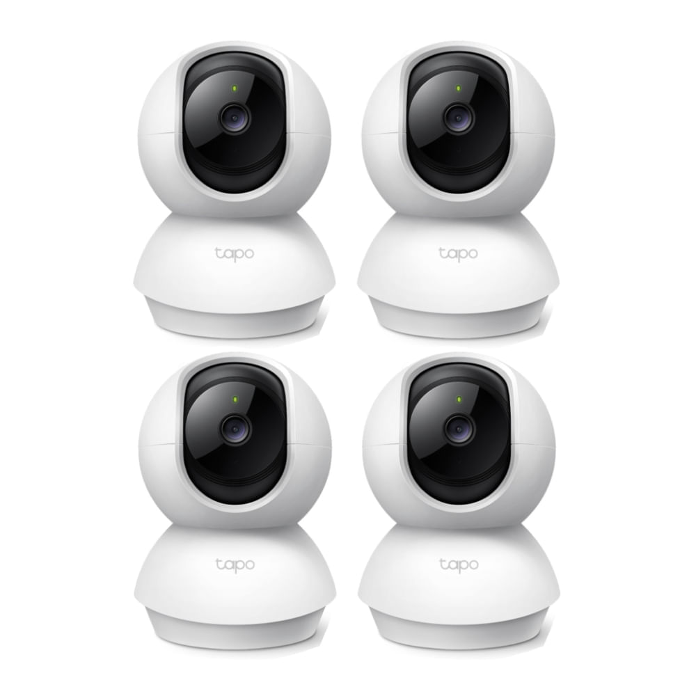 Kit de 4 cámaras de seguridad TP-Link Tapo C210, interior, 3MP, Wi-Fi, 360°, blanco