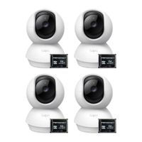 Kit de 4 cámaras TP-Link Tapo C210, Wi-Fi, 360°, blanco con micro SD 64GB