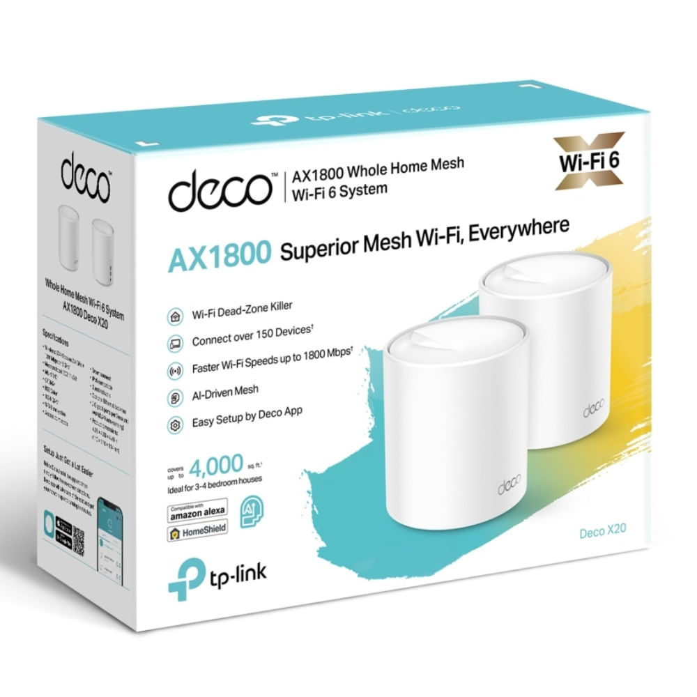 Imagen 2 del producto Sistema Mesh TP-Link DECO X20-2 AX1800, pack x2, Wi-Fi 6, doble banda