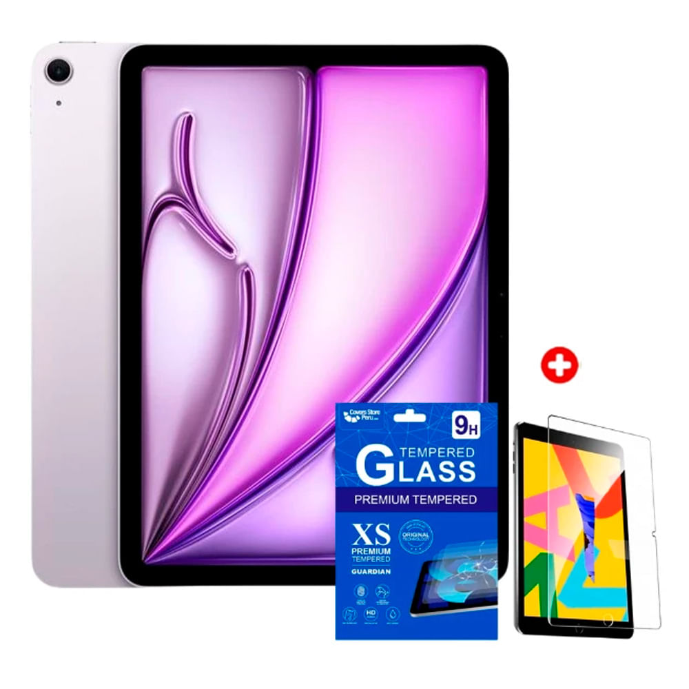 iPad Air 11" 128GB, 12GB RAM, cámara principal 12MP y  frontal 12MP, chip M4, purple + mica de cerámica regalo