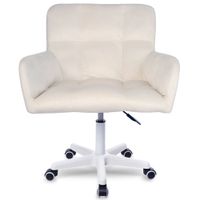 Silla giratoria de escritorio Buckingham curve, terciopelo suave, soporte aluminio, hasta 70 kg, blanco