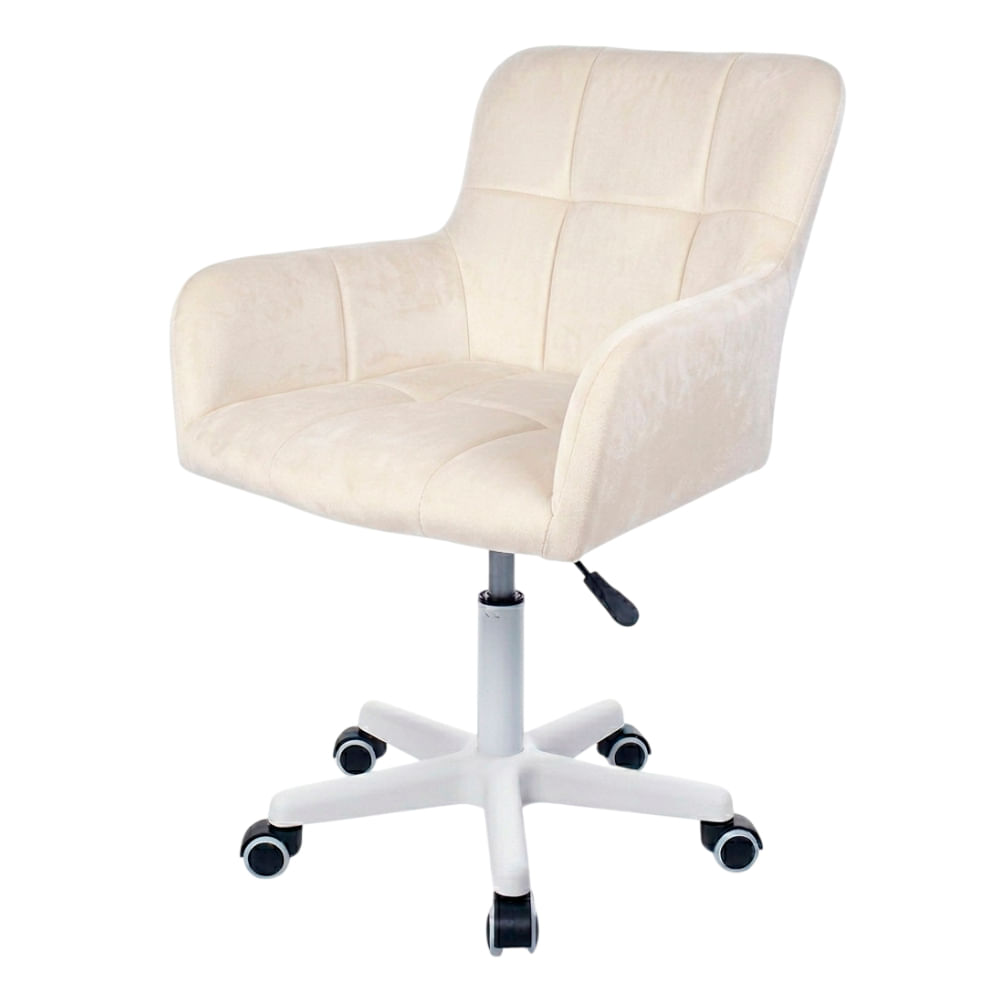 Imagen 2 del producto Silla giratoria de escritorio Buckingham curve, terciopelo suave, soporte aluminio, hasta 70 kg, blanco