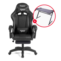 Combo: Silla gamer Coolbox T4G carga máxima 100kg, reclinable, negro + Mesa gamer Coolbox T4G Gaming con luces RGB, 120x60cm, negro