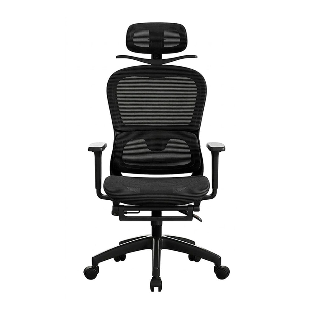 Imagen 1 del producto Silla de oficina ergonómica Evox Advance E8-BR, cabecera y reposabrazos 3D, soporte lumbar y reposapiés, negro