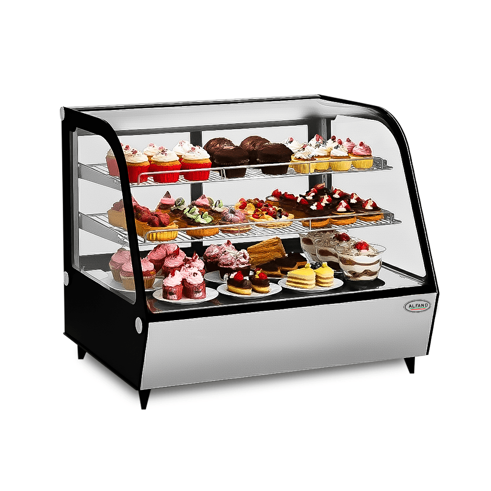 Imagen 2 del producto Vitrina exhibidora refrigerada Alfano CTD-180, 180 litros, 0° a 12°C, vidrio curvo, negro