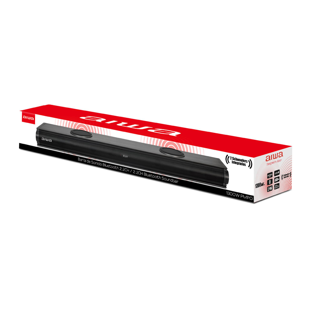 Imagen 2 del producto Barra de sonido con Subwoofer Activo Wireless Aiwa AWSBH22, 1300W PMPO, negro