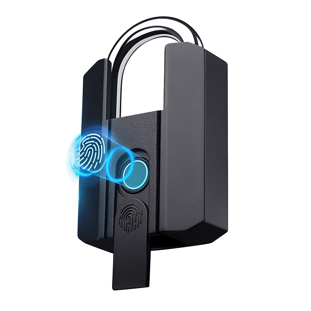 Candado inteligente Fuerteco Titan con lector de huella fingerlock, resistente al agua IP67, negro