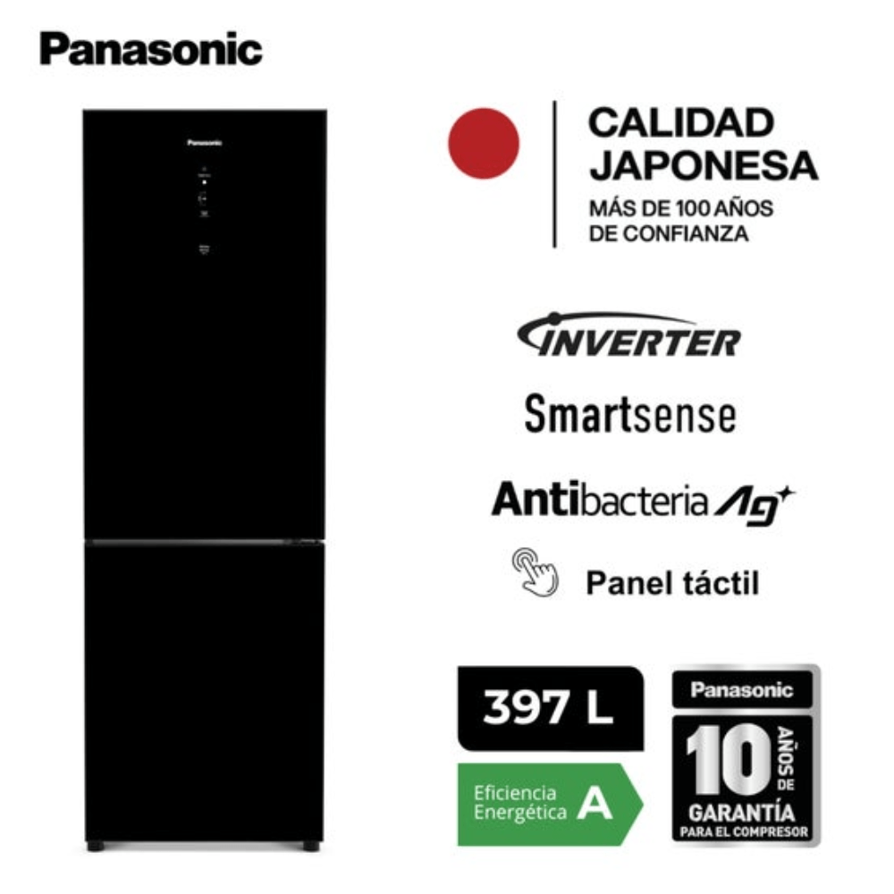Imagen 2 del producto Refrigeradora Panasonic NR-BB41GV1BD Bottom Freezer, 397 litros, No Frost, Inverter Econavi, negro