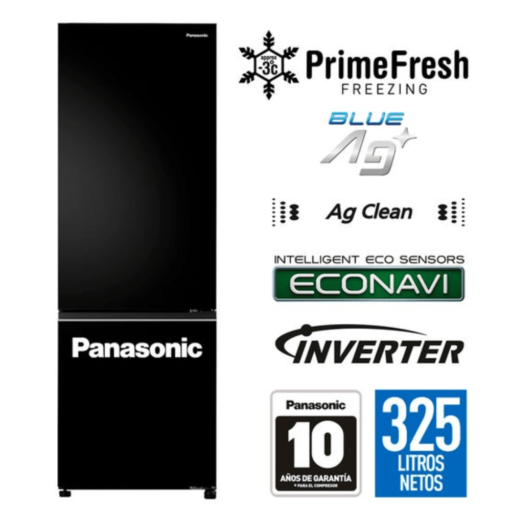 Imagen 2 del producto Refrigeradora Panasonic NR-BV361BPKE, Bottom Freezer, 332 litros, No Frost, Inverter Econavi, negro