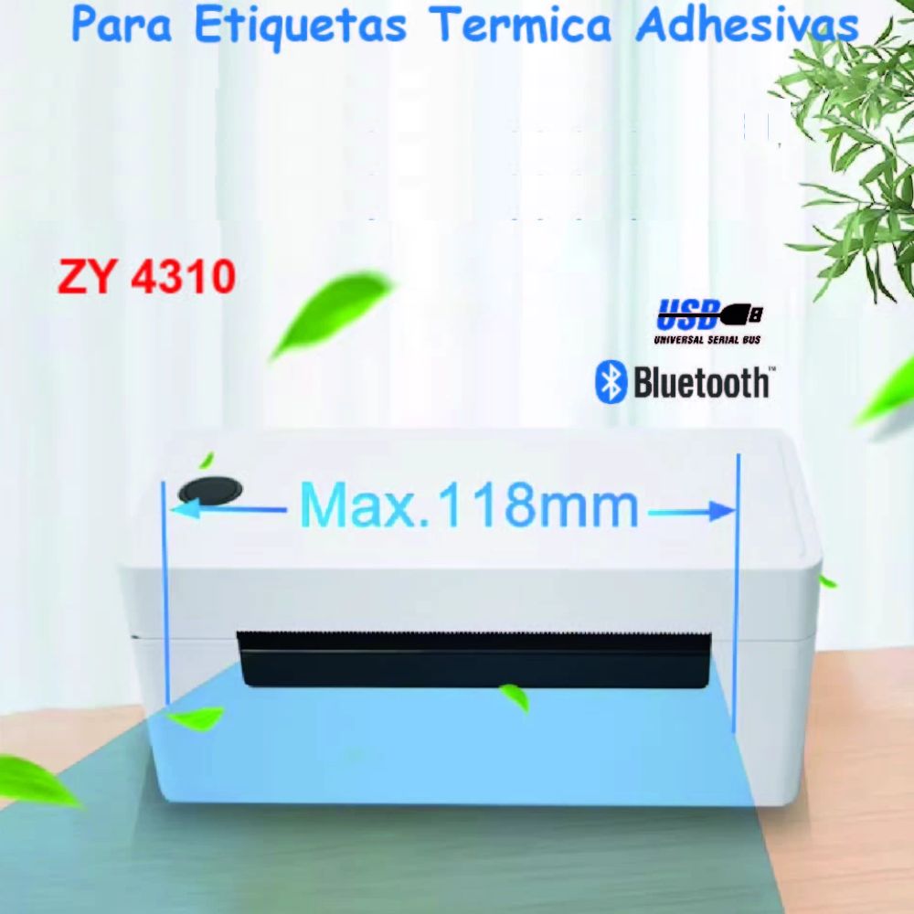 Imagen 2 del producto Impresora térmica Zywell ZY4310, 110 mm, conexión USB, bluetooth, etiquetas adhesivas, 150 mm por segundo, blanco