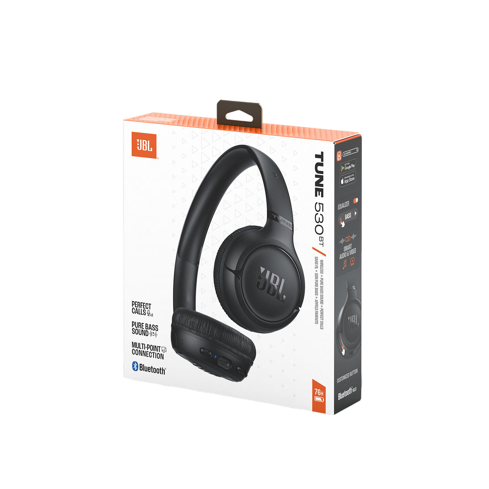 Imagen 2 del producto Audífonos Bluetooth on ear JBL Tune 530BT, almohadillas acolchadas, máx. 40 horas, control de música y llamadas, negro