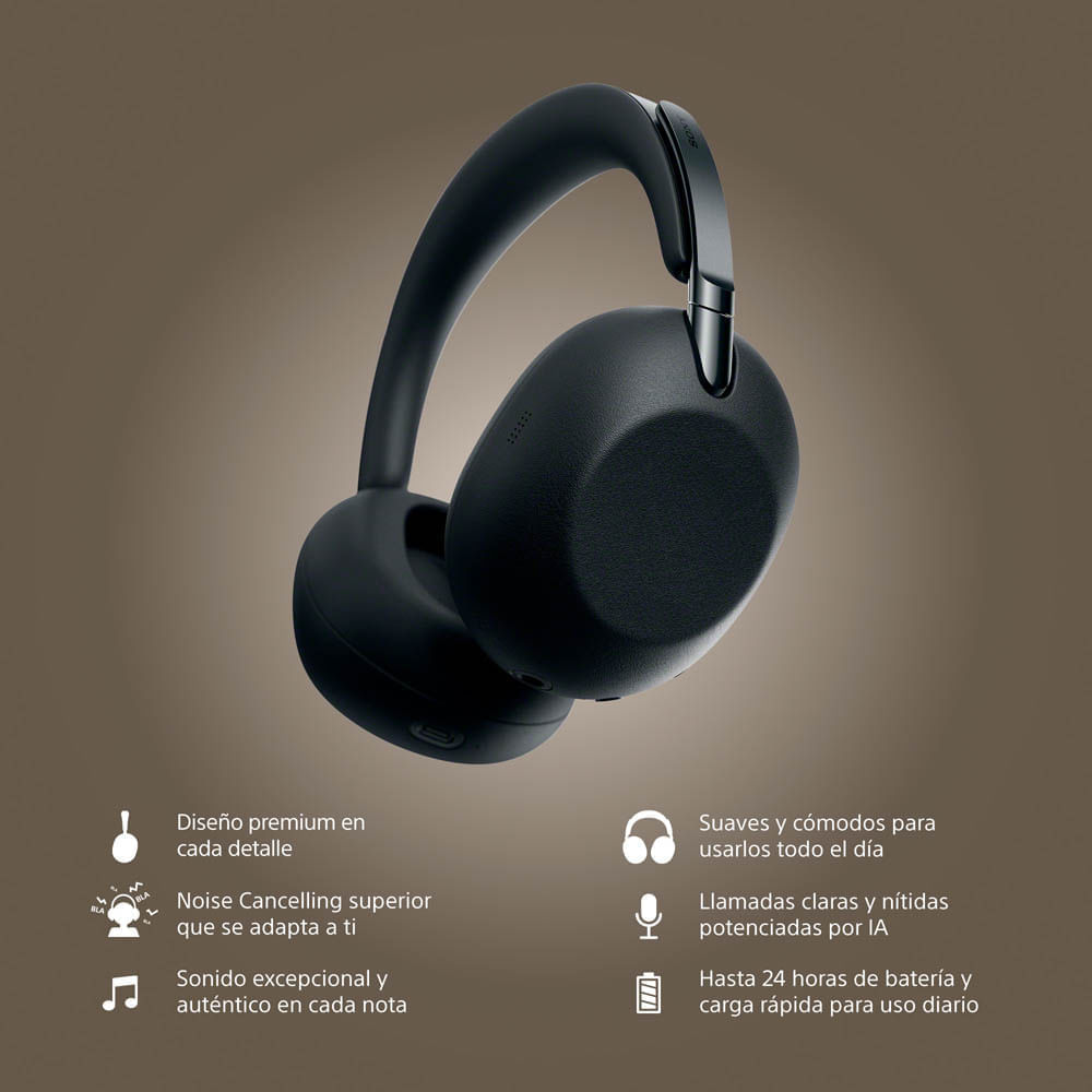 Imagen 2 del producto Audífonos con cancelación de ruido Sony WH-1000XX, micrófono incorporado, hasta 24 horas, control de música y llamadas, negro
