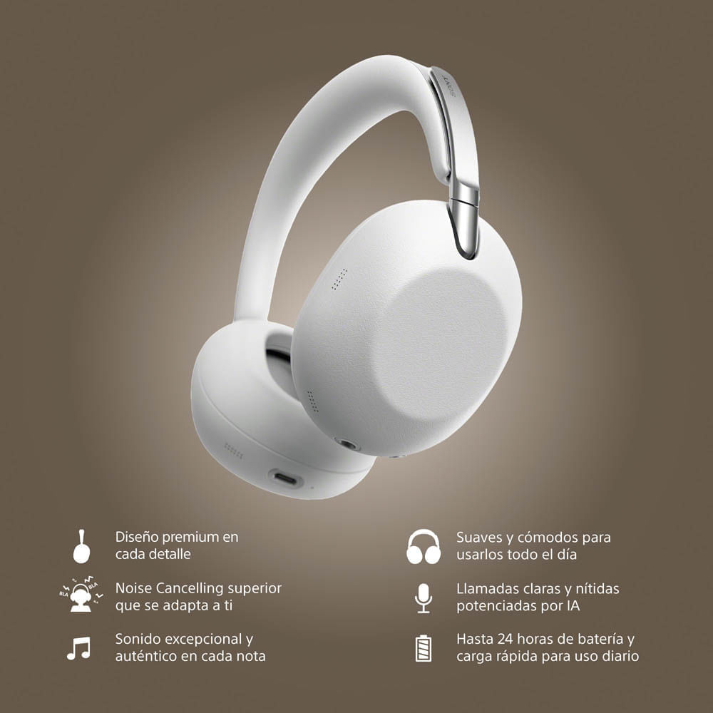 Imagen 2 del producto Audífonos con cancelación de ruido Sony WH-1000XX, micrófono incorporado, hasta 24 horas, control de música y llamadas, blanco